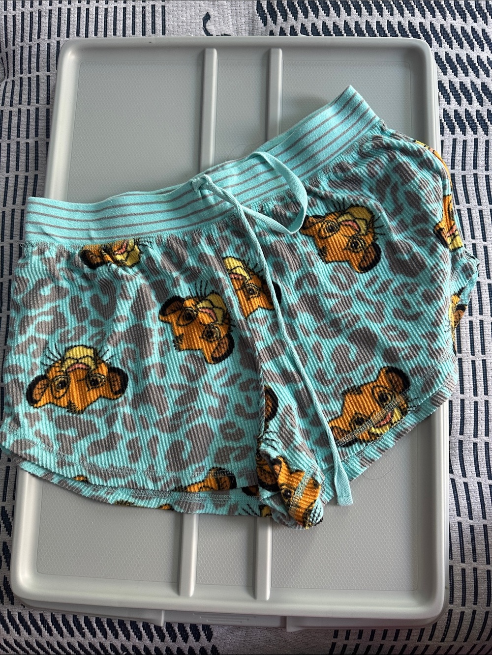 Women's Aqua Animal-Print Lounge Shorts with Drawstring
